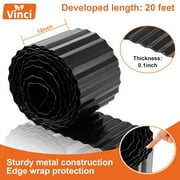 Vinci Garden Landscape Edging Border, 12 Inch x 20 FT Corrugated Sturdy Metal Easy Installation Safe Hemmed Lawn Garden Border Edges for DIY Flower Beds,Pathways and Patio Design-Black
