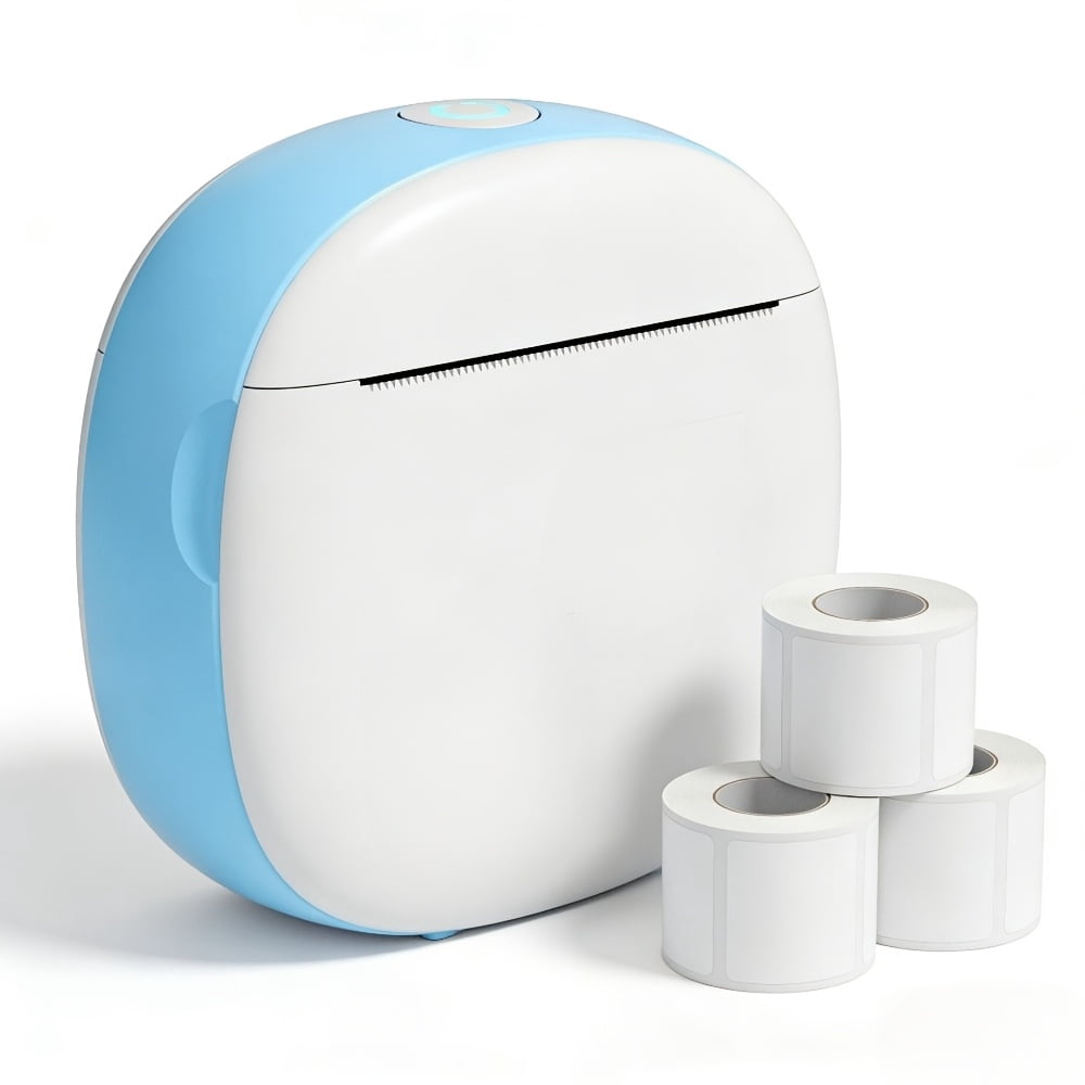 Pocket Sticker Printer, Portable Mini Printer, Ink Free Wireless Sticker Maker, with 3 Rolls of Paper, Portable Label Printer, Suitable for Photos, Diaries, Notes, Memos, Diaries, Gifts, Suitable for