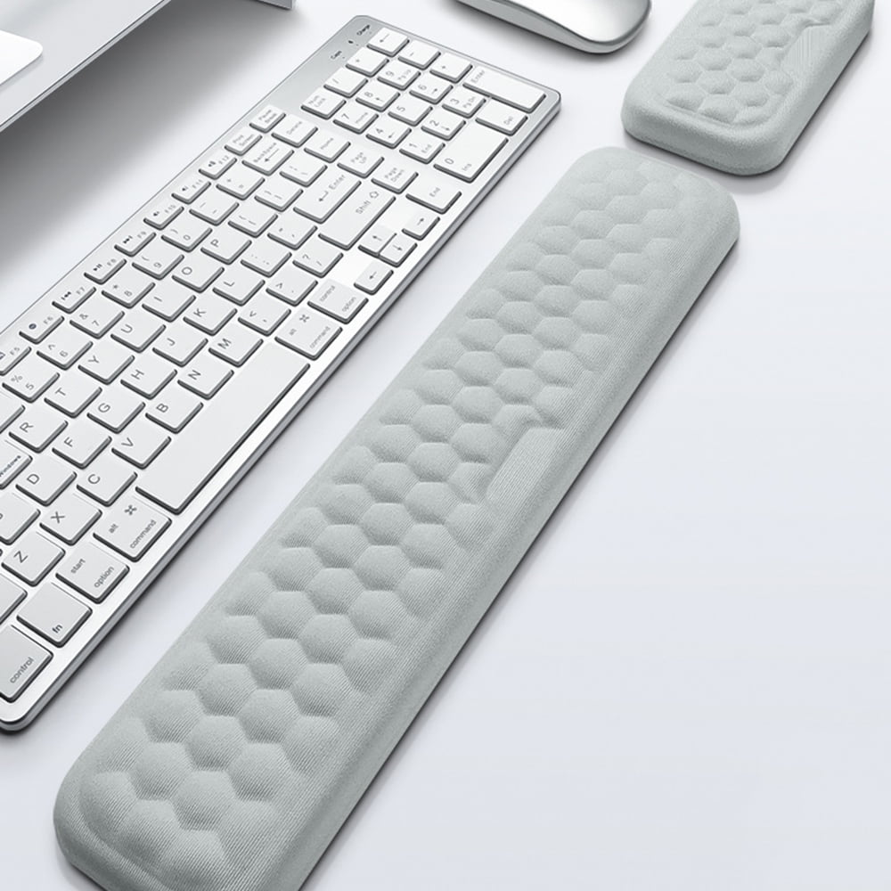 Palm rest for keyboard and mouse, Wrist Rest, Ergonomic memory foam wrist rest set for office and games - Black.