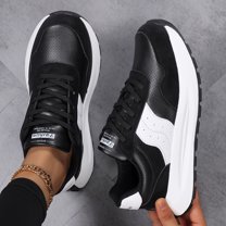 Sneakers for Women Genuine Leather Suede Patchwork Casual Lace Up Non-Slip Walking Shoes Comfortable Tennis Running Shoes Womens Fashion Sneakers