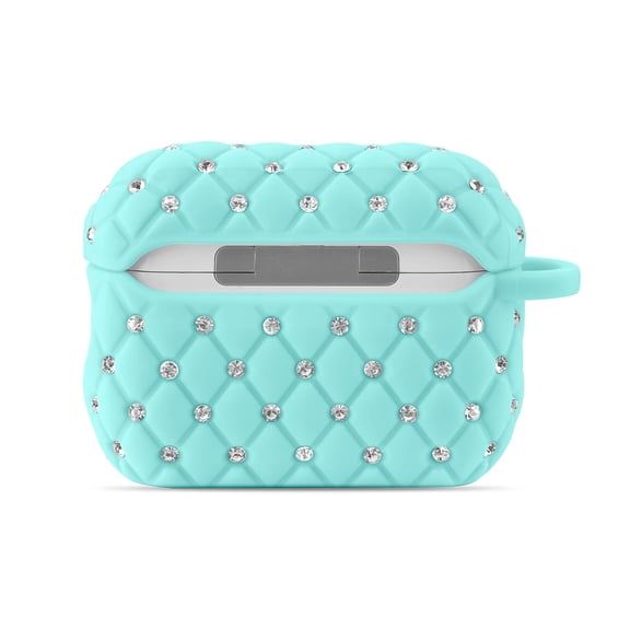 Worryfree Gadgets Protective TPU Bling Case for Apple AirPod PRO2 with Keychain Mint Green