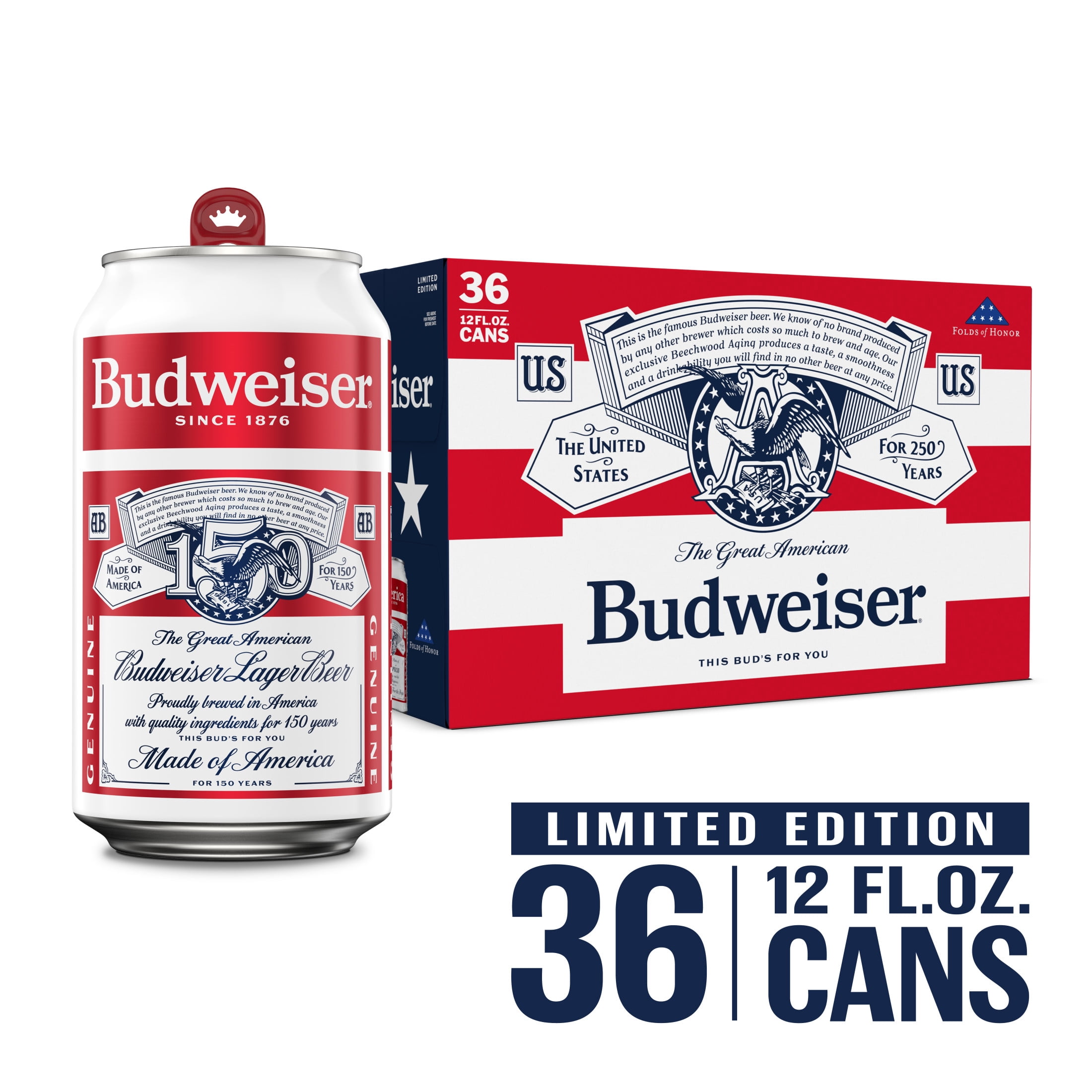 Budweiser American Lager Beer 36 pack 12 fl oz Aluminum Cans 5% ABV