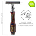 thumbnail image 2 of Long Wood Handle Double Edge Safety Razor For Men Women Wet Shave + 5 Shaving Blades, 2 of 6