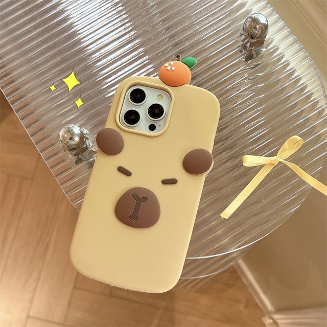 3D Cute Funny Cartoon Capybara Phone Case For iPhone 15 14 Plus 16 13 Pro Max 12 Pro Max Soft Silicone Cover Capybara iPhone 13 Pro