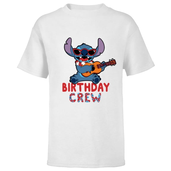 Disney Lilo & Stitch Tropical Birthday Crew Party Matching - Short Sleeve T-Shirt for Kids - Customized-White