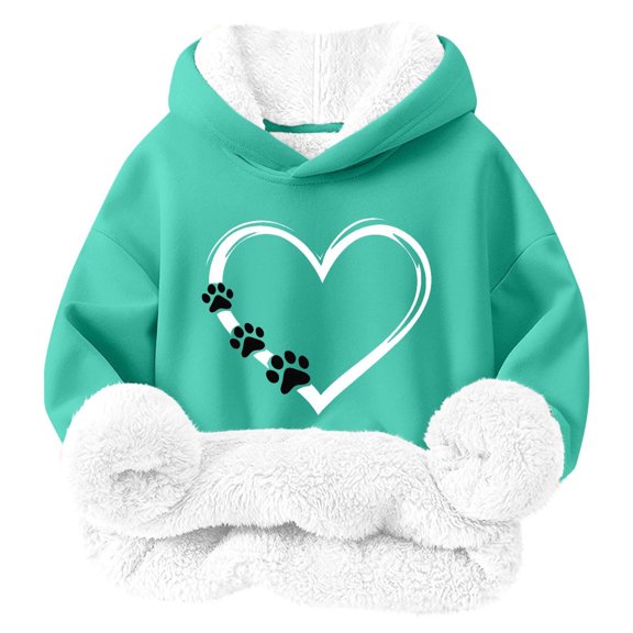 Children Sweatshirt Oversize Girl and Boy Printed Tops Long Sleeve Hoodie Lamb Wool Thickening Hooded Sweatshirt