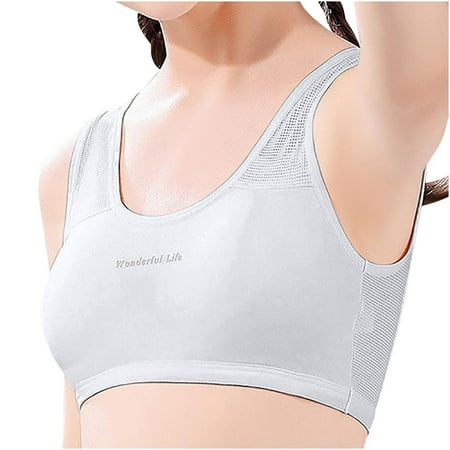 Girls Sports Bras Running Breathable Training Bra Hollow Back Workout Padded Bralette for Yoga Cooling Summer  Gray  XXL