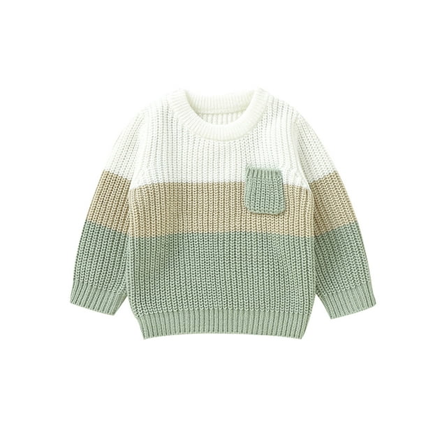 xiaxaixu Chandail Tricoté pour Bébés Garçons Filles Couleur Contrastée Chaud Col Rond chandail Manches Longues Automne Hiver Vêtements pour Tout-Petits