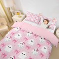 thumbnail image 2 of Homewish Coquette Bow Ghost Grid Duvet Cover Queen for Kids, Glitter Star Girly Spooky Queen Bedding, Pink Reversible, 3-Piece, 1 Duvet Cover and 2 Pillowcases, 2 of 6