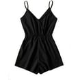 thumbnail image 1 of Women's Leopard Print Wrap Spaghetti Strap Romper Cami Jumpsuit, 1 of 5