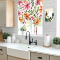 thumbnail image 6 of Spring Floral Tie Up Curtain 63 Inches Long, Watercolor Pink Orange Flower Green Leaves Farmhouse Balloon Style Kitchen Window Curtain Over Sink, Small Window Rod Pocket Curtain 42"x63", 6 of 9