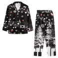 thumbnail image 3 of Suhoaziia Pajamas Womens Plus Size 2pcs Button-Down Skin Friendly Sleepwear Soft Print Graphic Christmas Tree Note Novelty Fall Clothing Size M,Polyester Sleep Set Long Sleeve Suit, 3 of 6