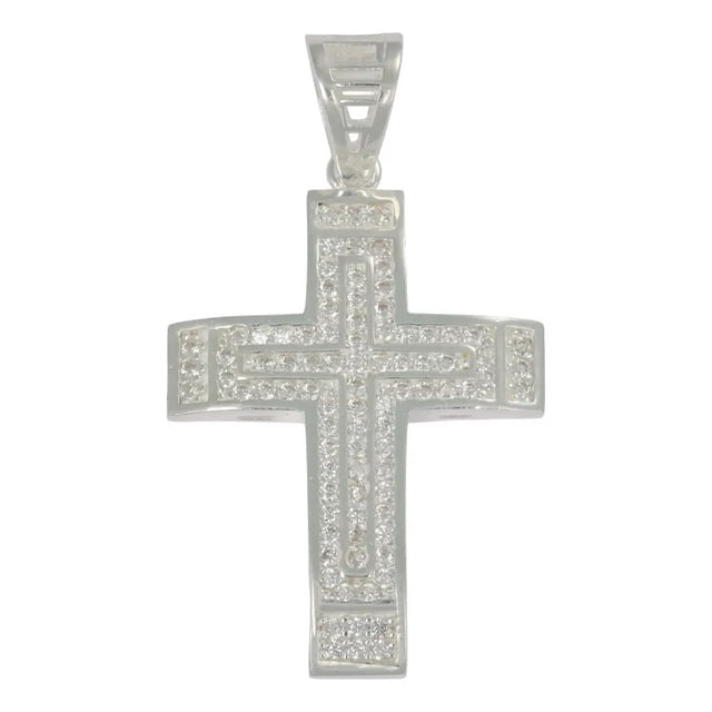 Dije Turco De Plata 925 De Cruz Elevada Con Zirconia