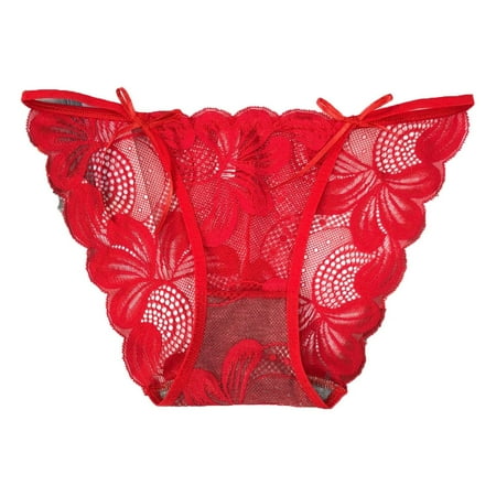 Bigersell Plus Size Panties Clearance Lace Underwear Women Briefs Panty Style P-1025 Polyester Bikini Panties High Waisted Thong Underwear Briefs High Waist Women s Panties Red One Size