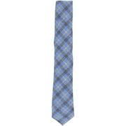 Paolo Albizzati Men's Steel Blue / Brown Cashmere and Wool Plaid Necktie - One Size