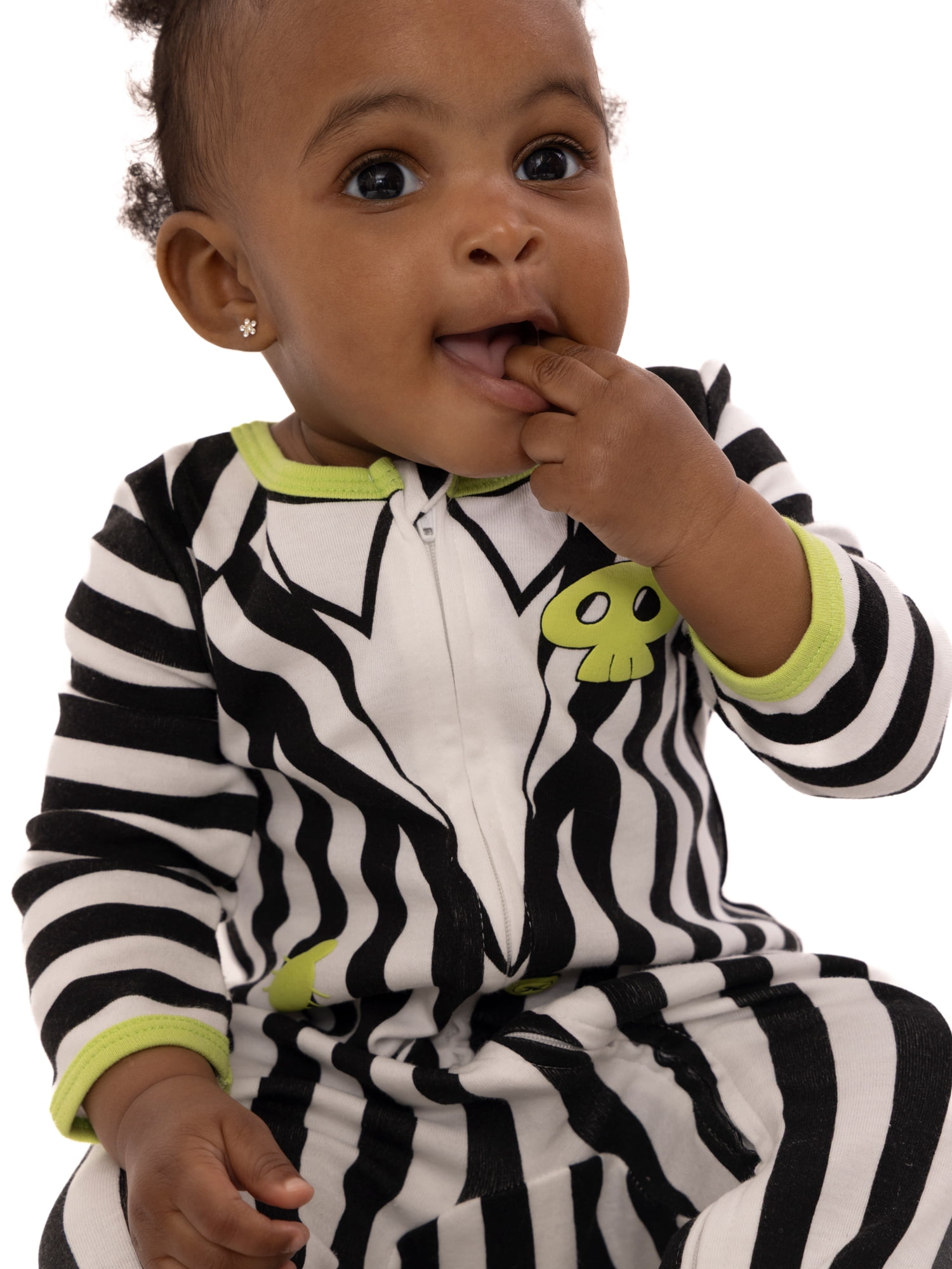 Halloween Beetlejuice Baby Boys or Girls Footed Sleep N Play Pajamas and Bib Set, 2-Piece, Sizes 0M-9M