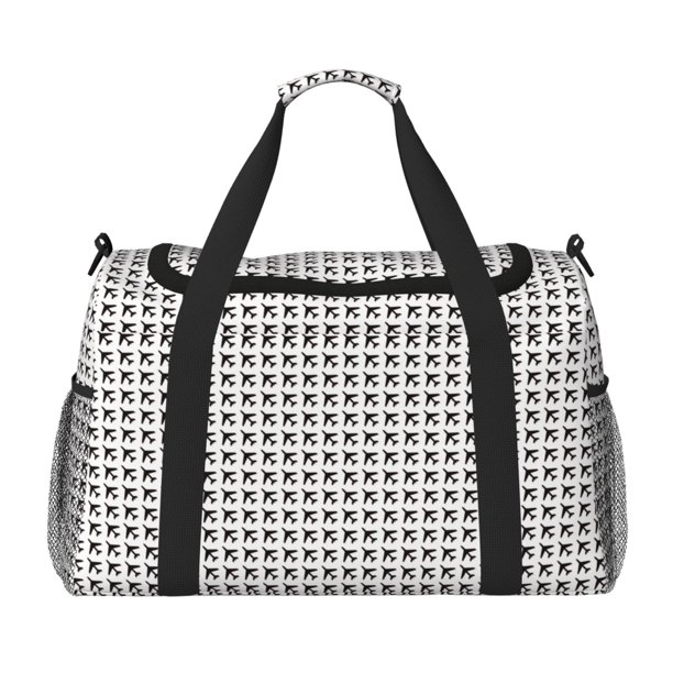 Fotbe Airplane Bolsa de Viaje con Estampado, Bolsa de Fin de Semana para Mujer con Compartimento para Zapatos, Bolsa de Gimnasio con Bolsillo Húmedo