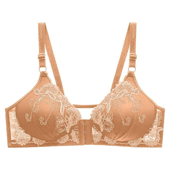 Women's Front Closure Everyday Bras, Push Up Bra for Women, Lace Bras with Underwire Cups, Comfort Padded T-Shirt Bra Add One Cup Full Coverage Bras 36C-44C Clearance Sale Women Clothing