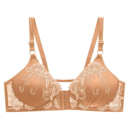 

RYRJJ Women s Front Closure Bras Plus Size Full-Coverage Floral Lace No Underwire Push Up Shaping Comfort Pure Everyday Bras(Gray 42C)