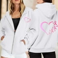 thumbnail image 2 of Zip Up Hoodie Women Oversized Y2k Pink Ribbon Printed Sweatshirt Casual Long Sleeve Fleece Jacket Lightweight Fall Hoodies with Pockets (White, XL), 2 of 6