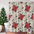 thumbnail image 4 of Vintage Country Red Flowers Shower Curtain for Bathroom, Winter Pine Fruit on Linen Waterproof Shower Curtains Washable Quick Dry with Hooks Bathtub Curtains 60x72IN, 4 of 9