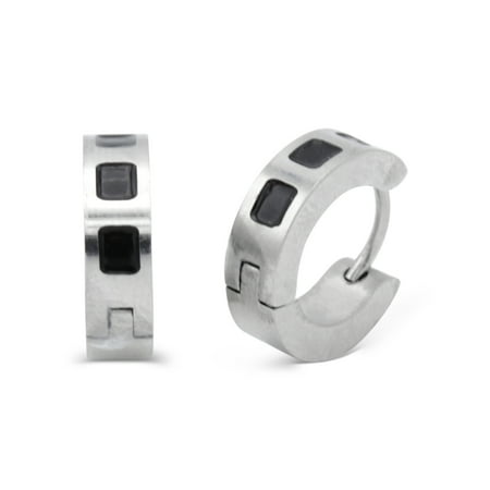 Huggie Childrens Earrings - BEBERLINI Huggies Hoop Earrings Stainless Steel Fashion Jewelry Fancy Silver Black Design Hoop Earring Men Women