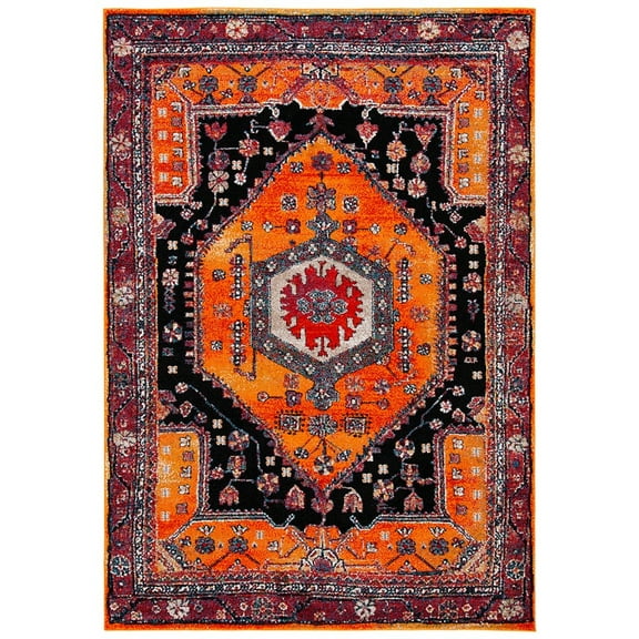 SAFAVIEH Vintage Hamadan Leone Oriental Area Rug, Orange/Black, 2'7" x 5'