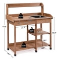 thumbnail image 3 of Topeakmart Potting Bench Table with Removable Sink Drawer Shelves for Outdoor, Brown, 3 of 8
