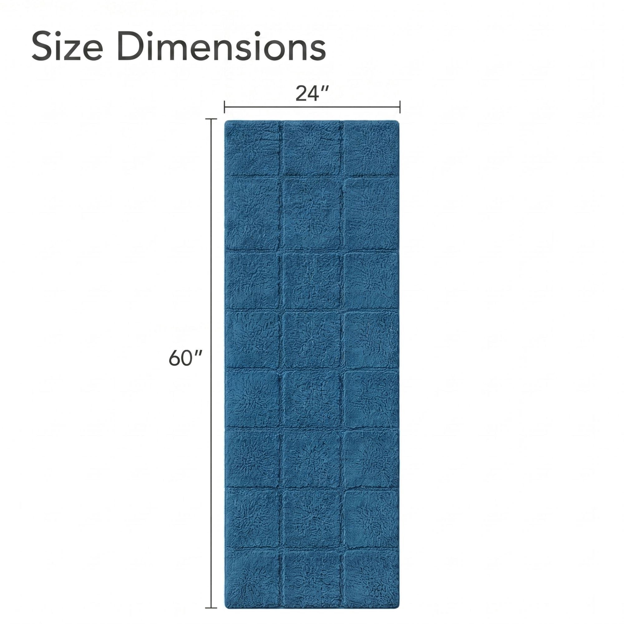 Superior Checkered Cotton Washable Non-Slip Bath Rug, Runner Size, Sapphire