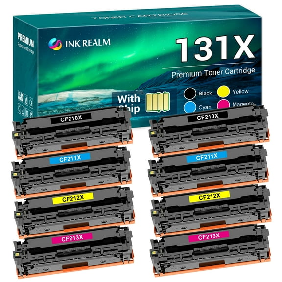 Ink realm 8-Pack Compatible Toner for HP 131X CF210X CF211X CF212X CF213X for Laserjet Pro 200 Color MFP M276nw M251nw M251n M276n Replacement Printer Ink 2 * Black, 2 * Cyan, 2 * Magenta, 2 * Yellow