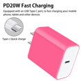 thumbnail image 2 of USB C Block,Wall Charger Block,3PCS AILKIN 20W PD Type C Block Chargers Wall Charger Block Fast Charging Charger Plug Power Adapter USB C Brick Cube,Rose, 2 of 5