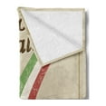 thumbnail image 2 of Pizza Soft Flannel Fleece Blanket, Ristorante Italiano Concept with Vintage Grunge Style Print with Pizza and Collosseum, Cozy Plush for Indoor and Outdoor Use, 70" x 90", Multicolor, by Ambesonne, 2 of 5