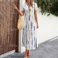 thumbnail image 3 of 2024 New Women‘s Dresses Striped Print Summer Elegant Midi Dresses Vacation Feamle Short Sleeve Dress Fashion Oversized Clothes, 3 of 7
