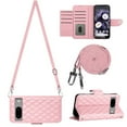 thumbnail image 2 of SaniMore Case for Google Pixel 8A, PU Leather 3D Lattice Stylish for Girls Crossbody Lanyard Flip Kickstand Card Slots Cash Pocket Magnetic Clasp Full Body Protective Shockproof Wallet Shell, Pink, 2 of 9