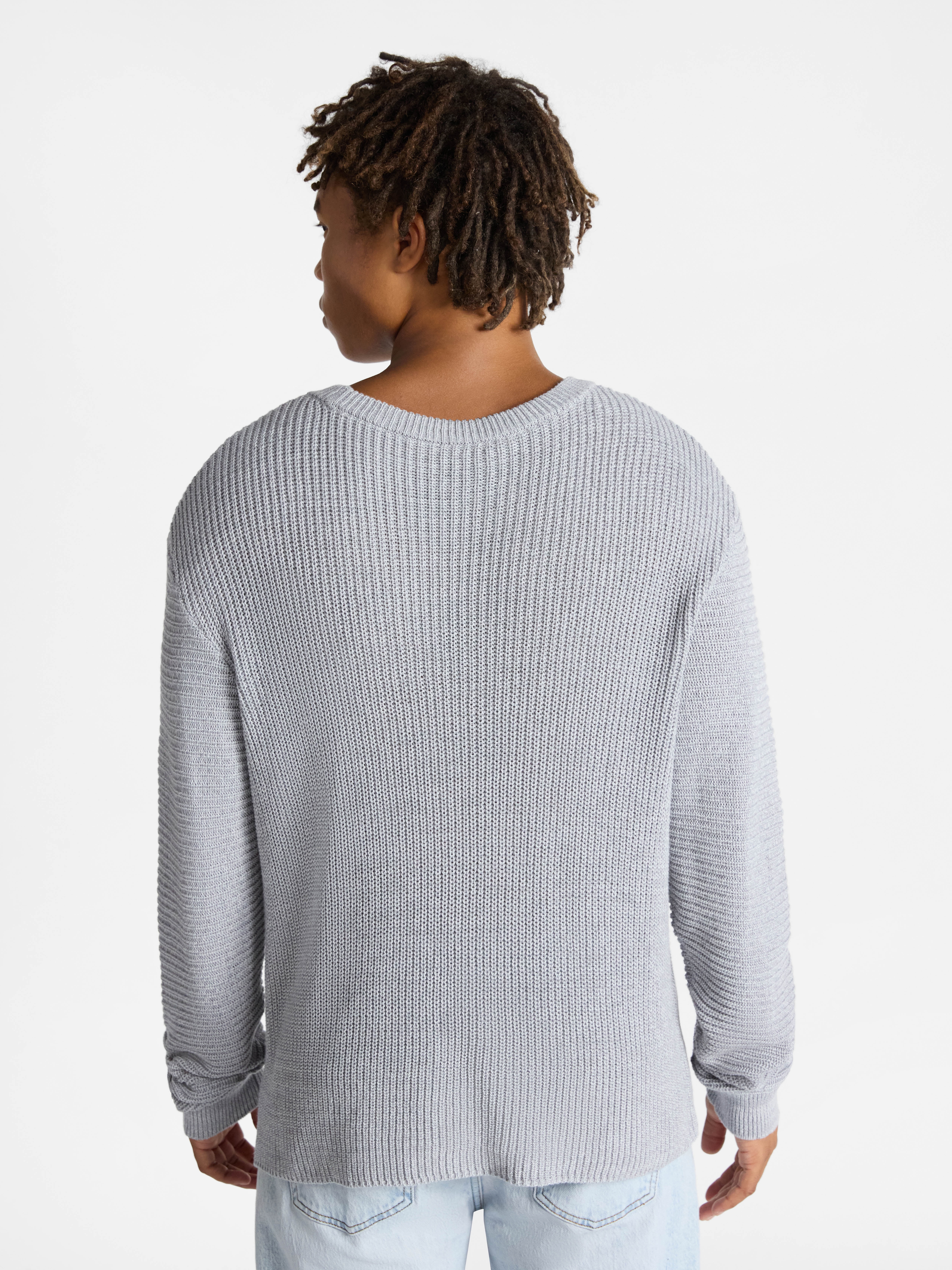 No Boundaries Marled Cotton Crewneck Pullover Sweater, Midweight, Men's & Big Men's