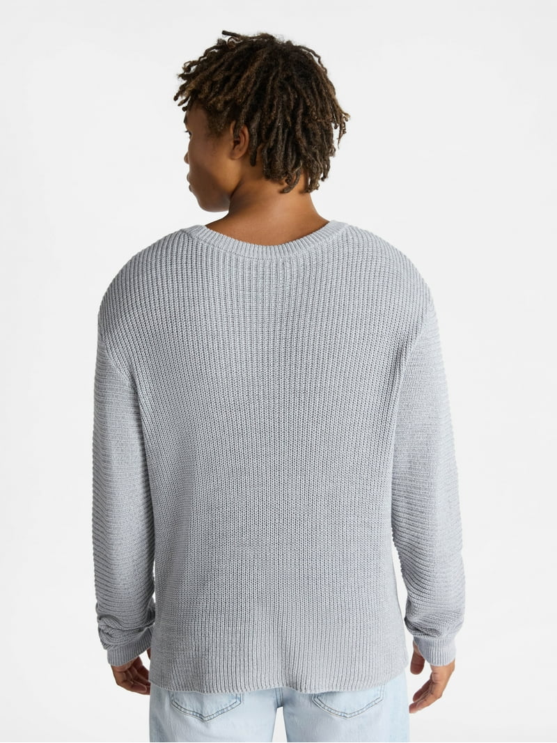 No Boundaries Marled Cotton Crewneck Pullover Sweater, Midweight