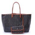 thumbnail image 1 of Bolso de mano de cuero de Pu para mujer bolso de hombro portátil de gran capacidad negro con caqui ZHCH, 1 of 5