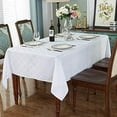 thumbnail image 4 of SASTYBALE White Tablecloth Jacquard Floral Polyester Table Cloth Spill Proof Wrinkle Resistant Table Cover for Kitchen Dining Parties Tabletop(Rectangle/Oblong,52"x 70"(4-6 Seats), 4 of 7