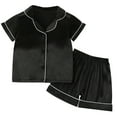 thumbnail image 2 of ATOGUTA Boys Girls Clothing Set 1T-8 Casual Button Down Short Sleeve Shirts And Shorts Outfits Stain Homewear Black, 2 of 5