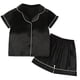 thumbnail image 1 of Odeerbi 1-8 Años Niños Niñas Pijama de Verano de Satén Con Solapa de Muesca Camisa de Manga Corta Pantalón Conjunto de Ropa de Dormir Suave, 1 of 9