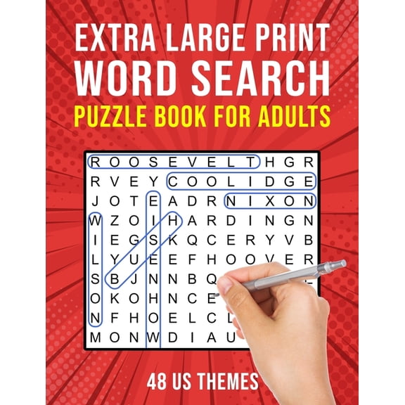 Extra Large Print Word Search Book for Adults: 48 US Themed Wordsearch Puzzles for Seniors or Visually Impaired, (Paperback)