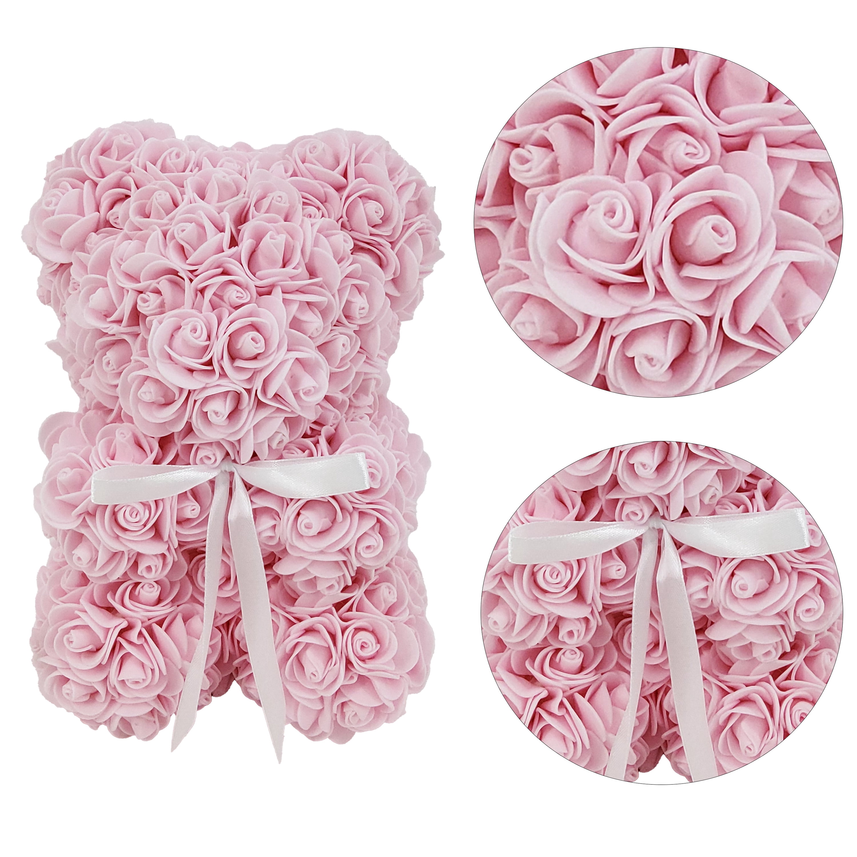 Way To Celebrate 9.25" Artificial Rose Bear Valentine's Day Gift, Light Pink Color