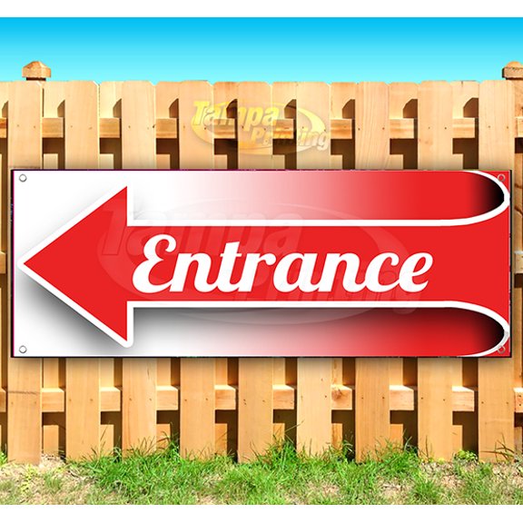 Entrance Left Arrow 13 oz Vinyl Banner With Metal Grommets