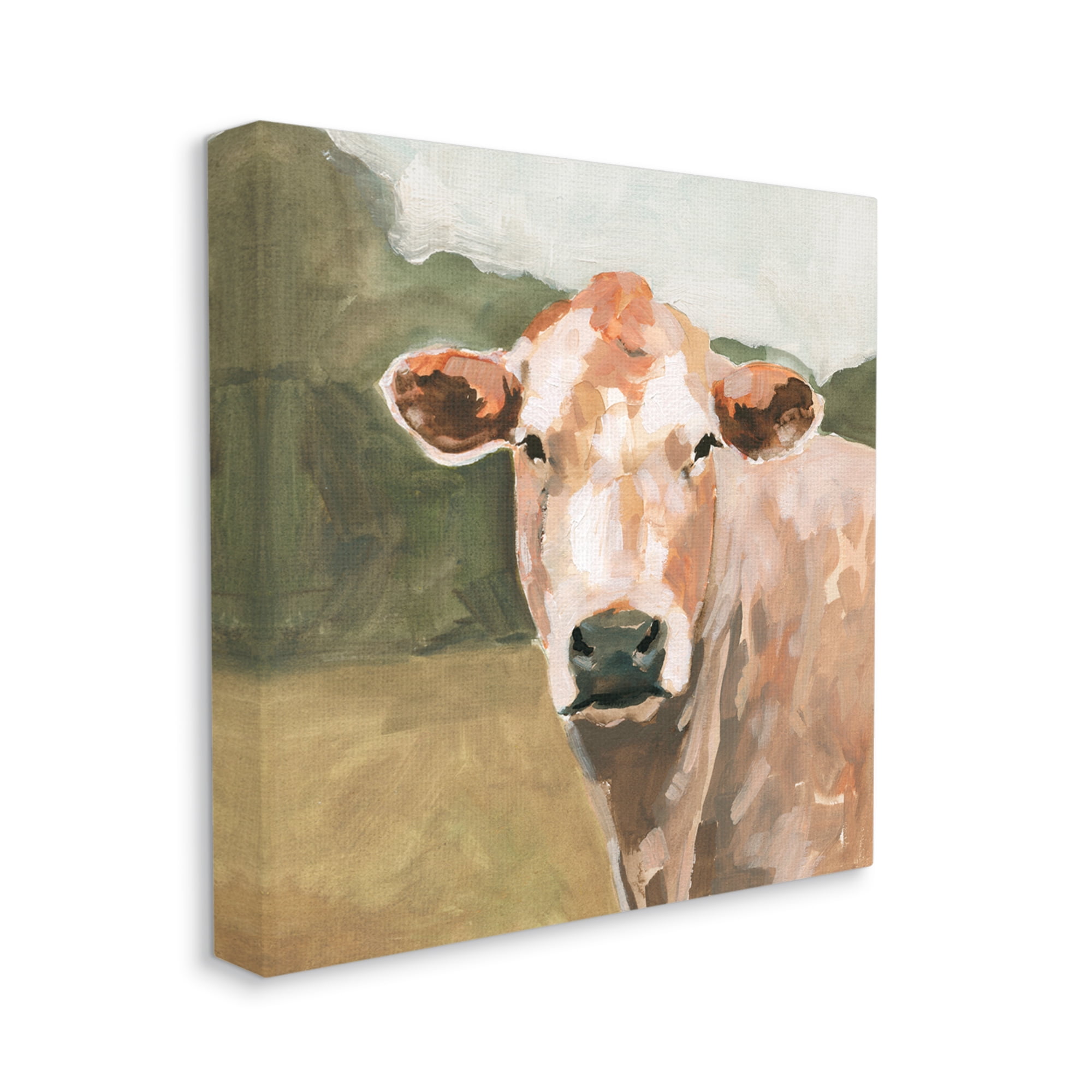Stupell Industries Cow in Field Painting Animals & Insects Painting Gallery Wrapped Canvas Print Wall Art, 24 x 24