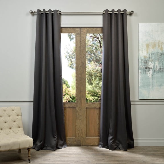 Anthracite Grey Grommet Blackout Room Darkening Curtain (1 Panel), Anthracite Grey, 50W X 84L