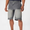 thumbnail image 2 of Denim Shorts for Men Solid Color Elastic Waisted Zipper Straight Leg Summer Comfy Jeans Shorts Gray 2XL, 2 of 6