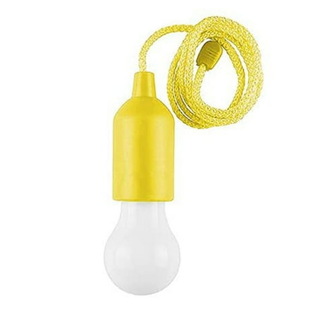 

LED Pull Cord Light Bulb Colorful LED Bulb Light Hanging Pull Cord Lamp Battery Operated Portable Night Light for Party Weddings Festivals Lighting Camping Child Room Decoration Yellow