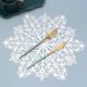 thumbnail image 2 of 6 piezas de tapete para comida con copos de nieve, tapetes para comida ahuecados con estampado dorado y plateado de PVC, tapetes para comida con aislamiento térmico transfronterizo al por mayor (oro +, 2 of 5