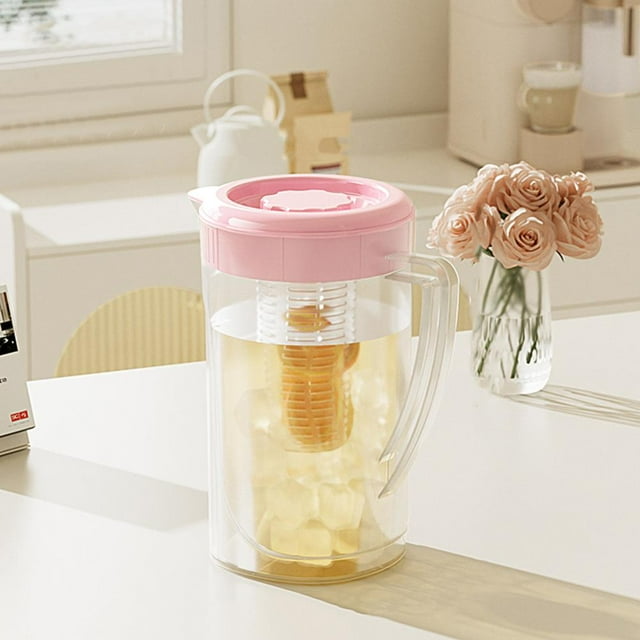 Feltree 2L Plastic Pitcher with Lid for Iced Tea, Lemonade and Infused Water - Heat Resistant, Dishwasher Safe, Bpa-Free - Ideal for Kitchen, Home, Party, Bar, Wedding