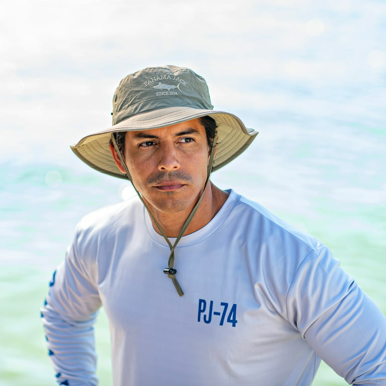 Panama Jack Boonie Fishing Hat - Lightweight, Packable, UPF (SPF) 50+ Sun Protection, 3 Floating Brim (Khaki/Olive, Medium)